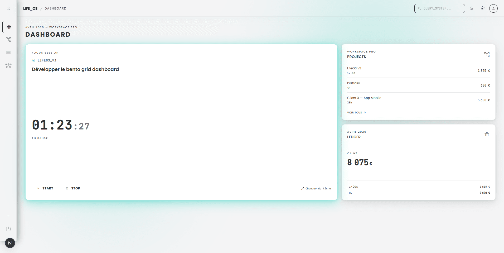 LifeOS v3 — thème light